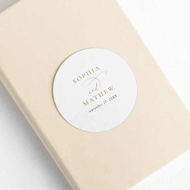 Adesivo Casamento Dourado com Caligrafia Branca Moderna (Criador carregado)