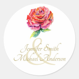 Adesivo Casamento Dourado com Rosa vermelha indulgente