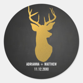 Adesivo Casamento Dourado com veados / quadro-negro Antler