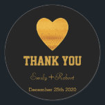 Adesivo Casamento Dourado Coração Moderno Faux Foil Obriga<br><div class="desc">Este é o Dourado Casamento de Coração Moderno Faux. Obrigado Envelope Seal Clássico Round Sticker.</div>