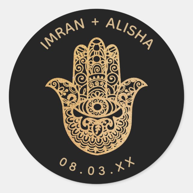 Adesivo Casamento Dourado da Índia hamsa Henna Enveloppe S (Frente)