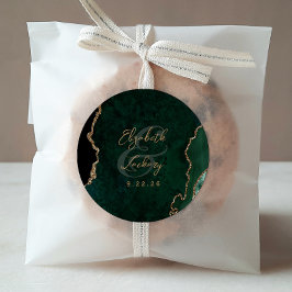 Adesivo Casamento Dourado de Arte de Escrita Emerald Green