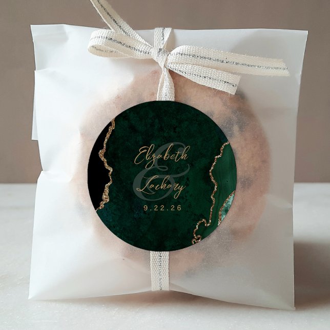 Adesivo Casamento Dourado de Arte de Escrita Emerald Green (Criador carregado)