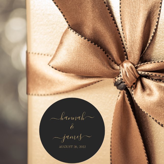 Adesivo Casamento Dourado de caligrafia Elegante (Criador carregado)