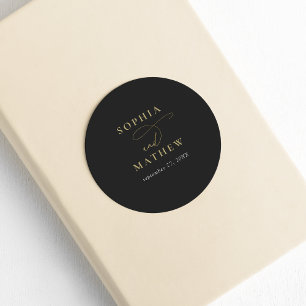 Adesivo Casamento Dourado de Caligrafia Negra Moderna