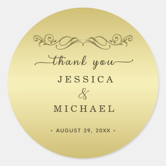 Adesivo Casamento Dourado de luxo elegante (Frente)