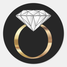 Adesivo Casamento Dourado de Noivado Negro Anel Diamante B