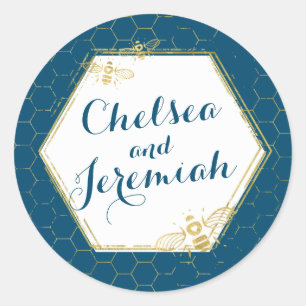 Adesivo Casamento Dourado de nome personalizado de mel de 