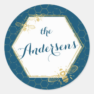 Adesivo Casamento Dourado de nome personalizado de mel de