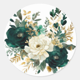 Adesivo Casamento Dourado de Peonies Emerald Green e White