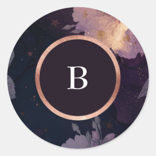 Adesivo Casamento Dourado de Rosa Floral Roxo Escuro Elega