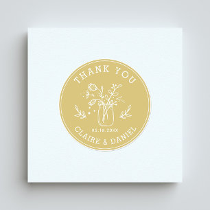 Adesivo Casamento Dourado e branco Obrigado Mason Jar Flow