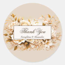 Adesivo Casamento Dourado e Flamental de Ivory Obrigado