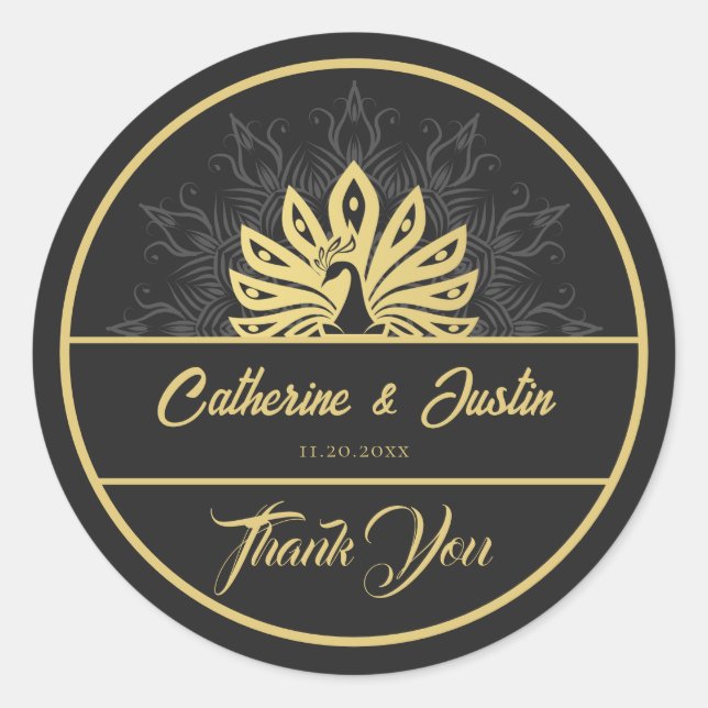 Adesivo Casamento Dourado e Negro em Deco de Arte Moderna (Frente)