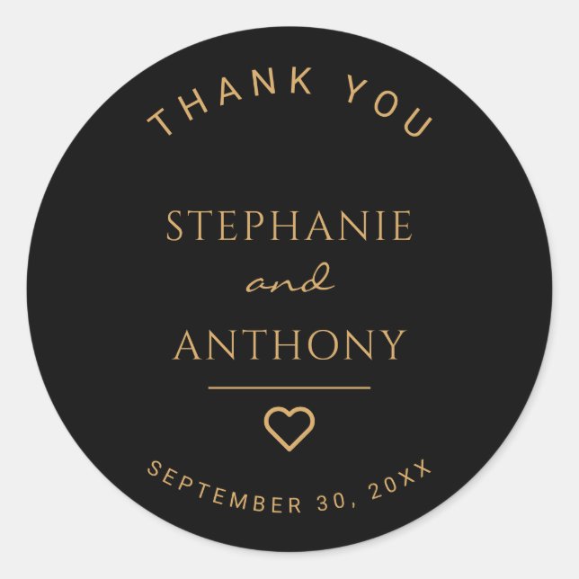 Adesivo Casamento Dourado e negro minimalista (Frente)