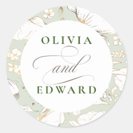 Adesivo Casamento Dourado Elegante de Flores Selvagens des