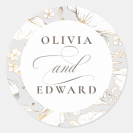 Adesivo Casamento Dourado Elegante de Flores Selvagens des