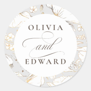 Adesivo Casamento Dourado Elegante de Flores Selvagens des