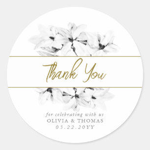 Adesivo Casamento Dourado Elegante Na moda Magnolias Obrig