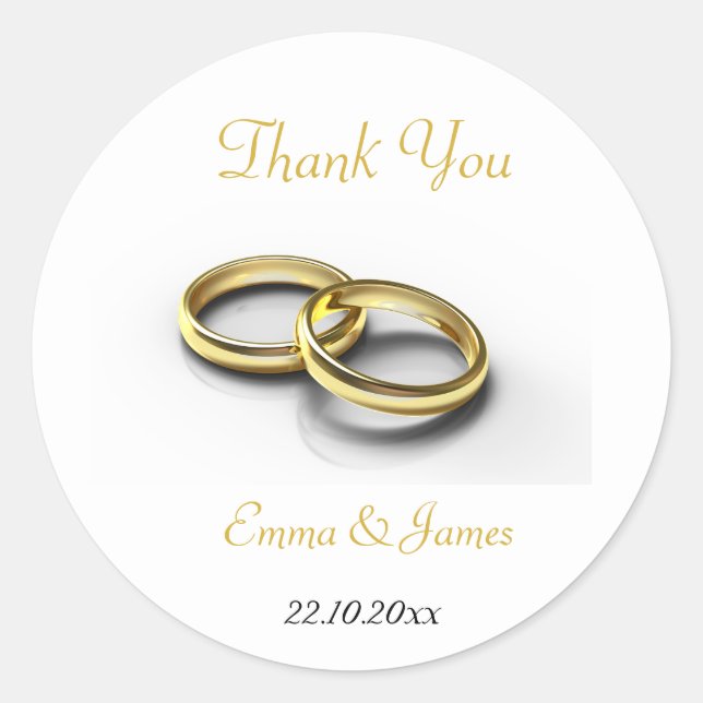 Adesivo Casamento Dourado Elegante Obrigado Sticker (Frente)