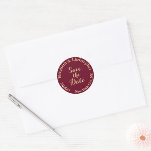 Adesivo Casamento Dourado Elegante Personalizado Burgundy 