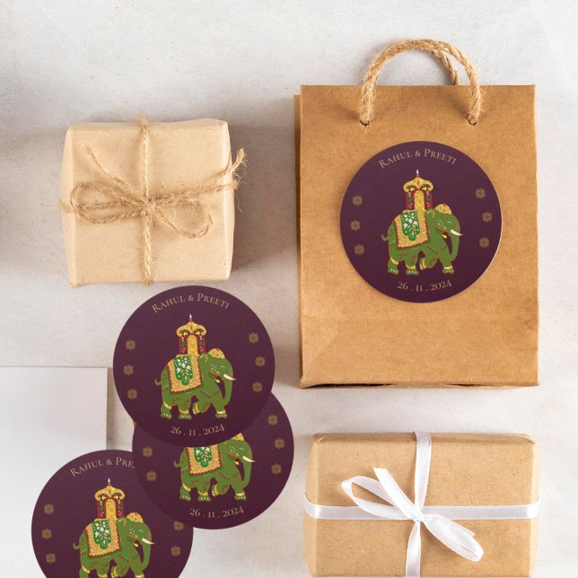 Adesivo Casamento Dourado Elegante Vermelho Mandala Indian (Elegant Vibrant Red Gold Mandala Indian Wedding Classic Round Sticker)