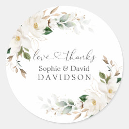 Adesivo Casamento Dourado Floral da Magnólia Branca Elegan