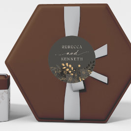 Adesivo Casamento Dourado Floral Minimalista Luxurioso