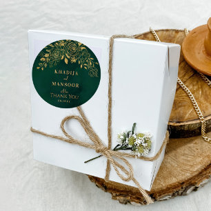 Adesivo Casamento Dourado Floral Real Emerald Green Obriga