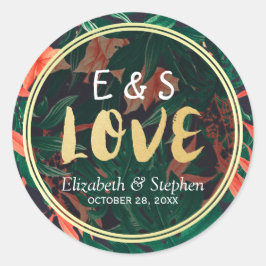 Adesivo Casamento Dourado Floral Tropical Obrigado A Favor