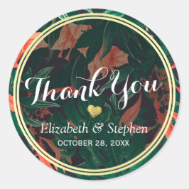 Adesivo Casamento Dourado Floral Tropical Obrigado A Favor