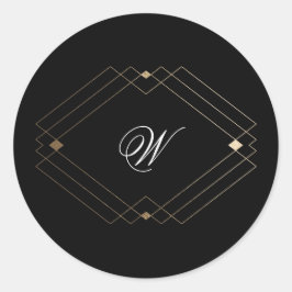Adesivo Casamento Dourado Geométrico Simples Preto Moderno