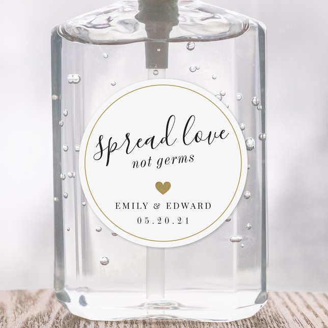 Adesivo Casamento Dourado Moderno Favorito à Mão Sanitizer (Criador carregado)