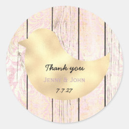 Adesivo Casamento Dourado Rosa Rustic Shabby Muito obrigad