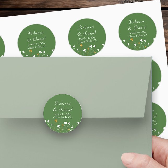 Adesivo Casamento Dourado Shamrock Wildflower (Green wedding stickers from my Shamrock Wildflower wedding collection)