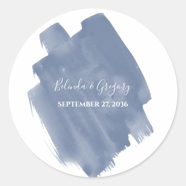 Adesivo Casamento Dusty Blue Watercolor (Frente)