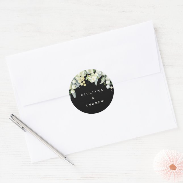Adesivo Casamento Elegante Black Snowberry+Eucalyptus (Envelope)