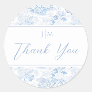 Adesivo Casamento Elegante Blue Chinoiserie Obrigado