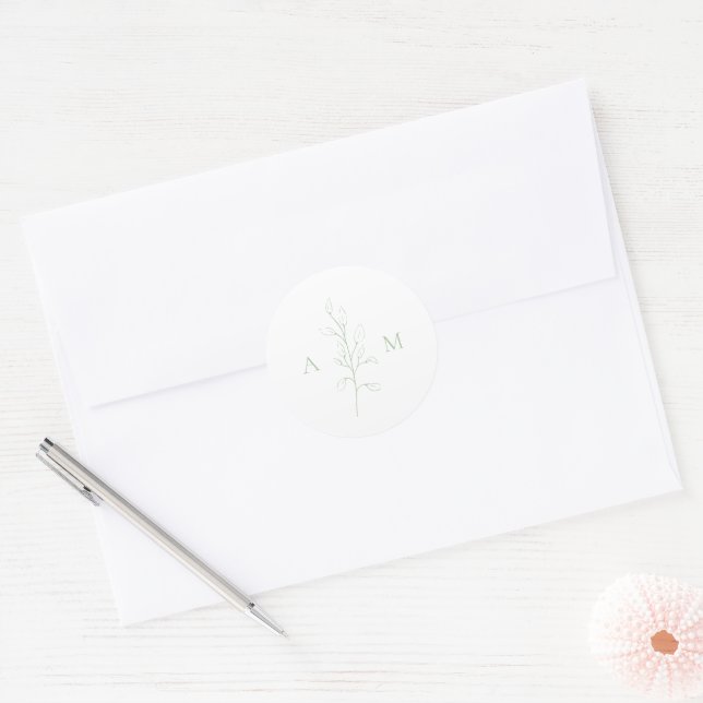 Adesivo Casamento Elegante Botânico Verde de Sage Limpo (Envelope)