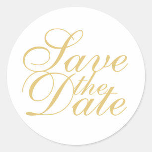 Adesivo Casamento Elegante branco e Dourado Guarde a Data