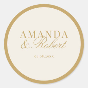 Adesivo Casamento Elegante Clássico em Marfim e Dourado