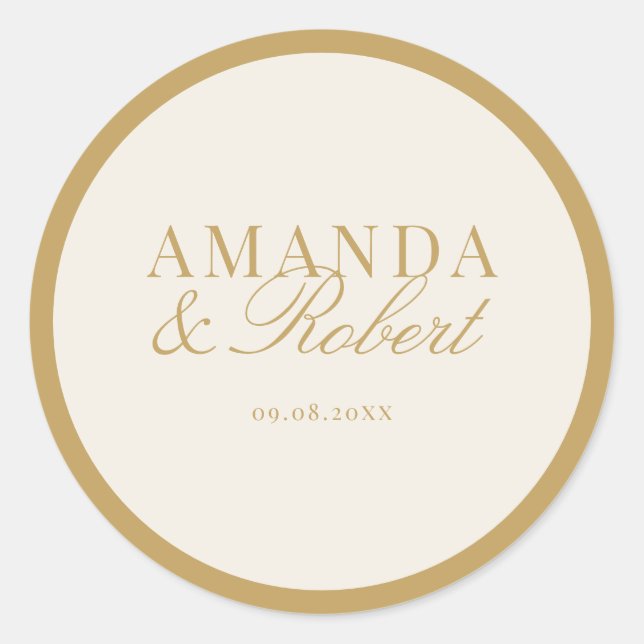 Adesivo Casamento Elegante Clássico em Marfim e Dourado (Frente)