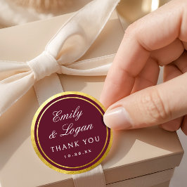 Adesivo Casamento Elegante com Borda Dourada em Borgonha