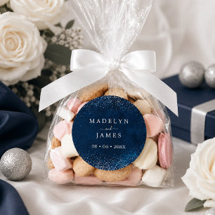 Adesivo Casamento Elegante com Brilho Azul-Navy