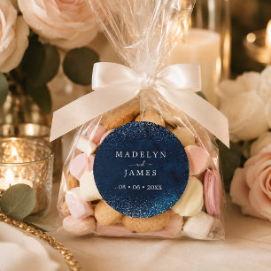 Adesivo Casamento Elegante com Brilho Azul-Navy