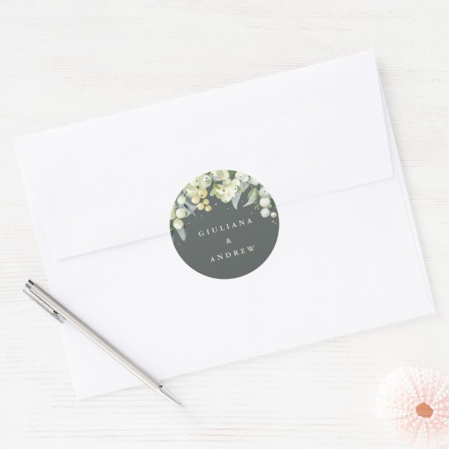 Adesivo Casamento Elegante com Neve e Eucalipto (Envelope)