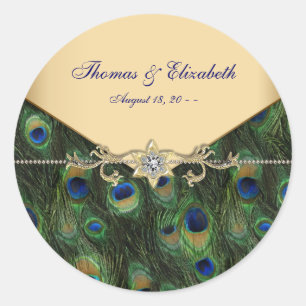 Adesivo Casamento Elegante com Pavão em Esmeralda Verde e 