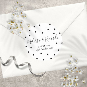 Adesivo Casamento Elegante com Pontos Pretos e Brancos