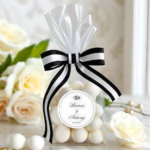 Adesivo Casamento elegante com ramagem e borda preta e bra