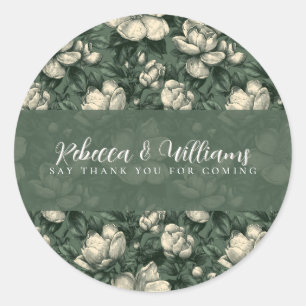 Adesivo Casamento Elegante com Tema de Gardênias Verdes Lu